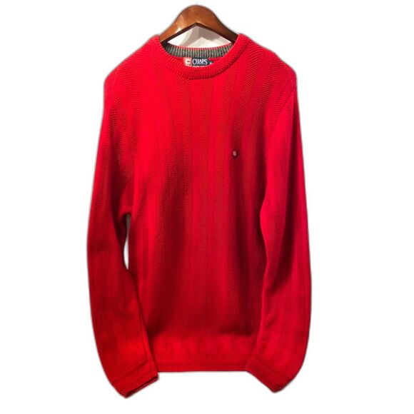 Chaps Ralph Lauren Mens Sweater Red Herringbone Hand Framed Vtg Md - Picture 7 of 10